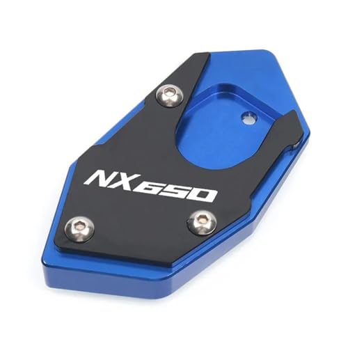 Para XLV 600 650 700 TRANSALP/DOMINATOR NX 650 / FMX 650 CNC Kickstand Stand Side Stand Extension Pad Placa de soporte (azul, diseño B)
