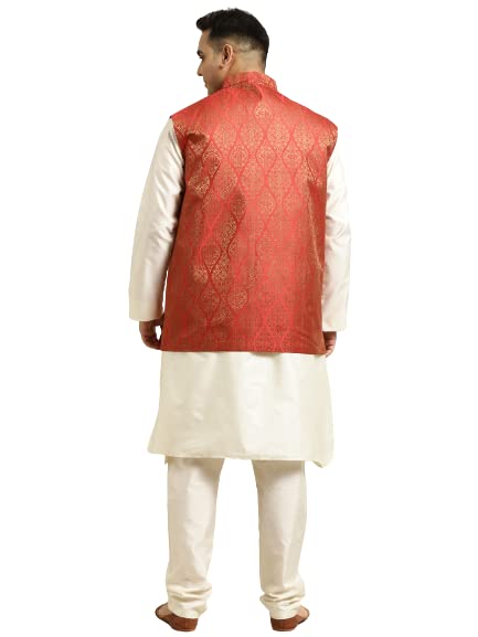 Image of SOJANYA (Since 1958, Men's Silk Blend Grey Kurta Pyjama & Silk Blend Jacket Combo