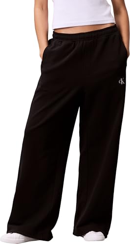 Calvin Klein Pantalon de Jogging Femme French Terry Badge Logo en Coton, Noir (Black), S