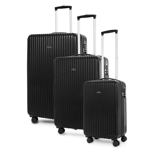 Image of Kenneth Cole Abs 3-Piece 8 Wheel Hardcase Spinner Luggage Set for Seamless Travel | Durable and Lightweight | Trolley Bag | Suitcase (Black, 3-Piece Set (20 inch /24 inch /28 inch))