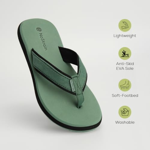 Image of NoStrain Men's Canvas Slippers, Flip Flops & Chappal - Angular Fit