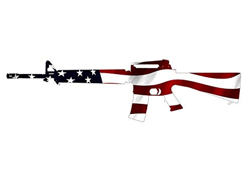 4 Pack Ar-15 Rifle Gun Decal Sticker Silhouette American Flag Usa Patriotic Decal Auto Bumper Sticker Vinyl Car Truck Rv Suv Boat Support 2Nd Amendment Military #TOP2