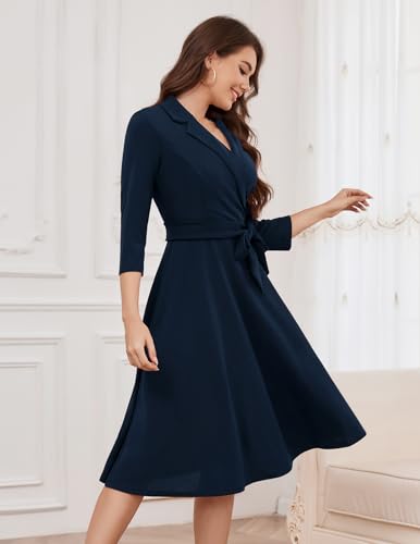 Image of Meetjen Women's Vintage Tea Party Formal Church Dress Long Sleeve