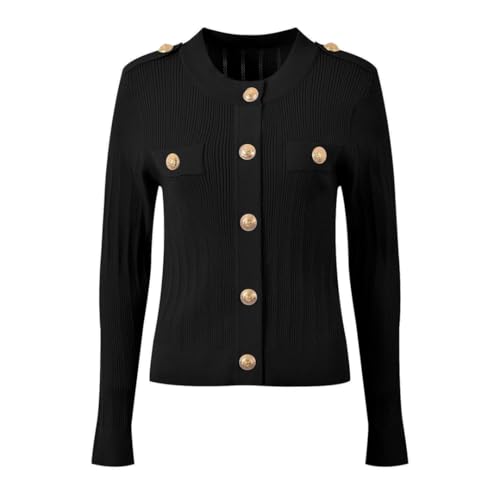 Women's Long Sleeve Sweater Knitted Cardigan Tops Single Breasted Button Up Sweater Jumper