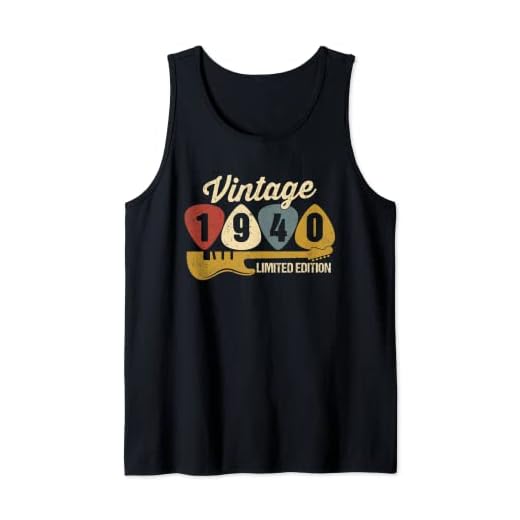 Vintage 1940 Cumpleaños Retro Guitarra 82 Cumpleaños Fiesta Camiseta sin Mangas