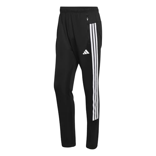 adidas Uomo Workout Essentials All-Set 3-Stripes Knit Pant, Black/White, L