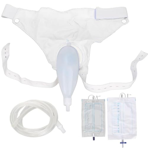 Colector de orina para hombres ancianos, coleccionista de orina macho portátil con cintura elástica, catéter externo transpirable a prueba de fugas con 47 tubo para incontinencia urinaria, pacientes