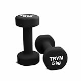 Trym Kurzhanteln - 2er Set, 1-5 kg Gewichte, Vinyl, Gusseisen, Rutschfest, Schwarz - Hantelset, Hanteln, Kurzhantel-Set für Aerobic, Pilates, Gymnastik, Fitness, Gym, Krafttraining (f) 2x5 kg)