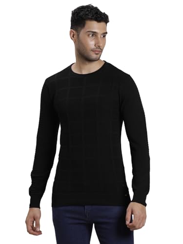 Pull en tricot de qualité supérieure à col rond homme noir