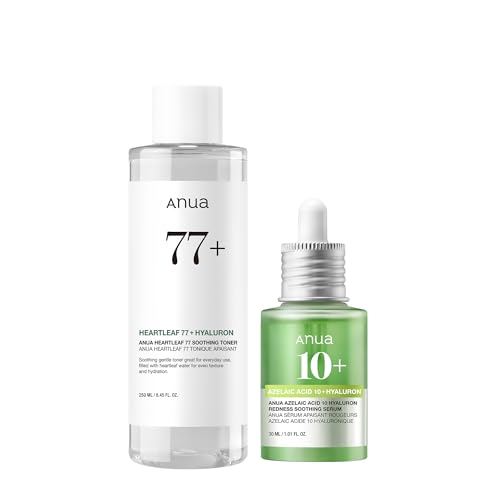 ANUA Gentle Soothing Starter Duo, Azelaic Acid & Heartleaf 77 Soothing Toner, Hydrating, Calming care for Sensitive Skin, Vegan, Korean Skincare Set