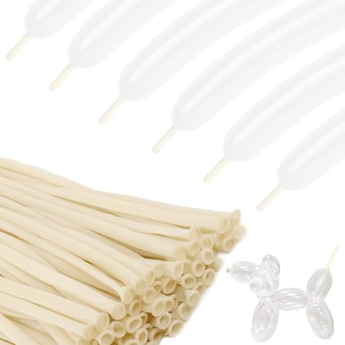 260 Balloons - Clear Long Balloons for Tying Balloon Arch | 100Pcs Skinny Stretchy Tie Balloons for...
