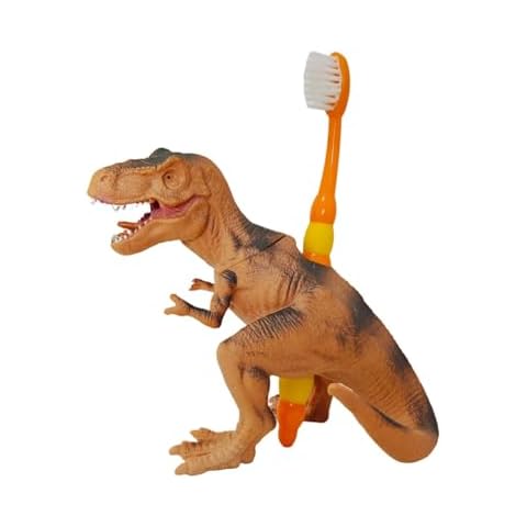 Tyrannosaurus Toothbrush Holder,Fun Dinosaur Bathroom Organizer for Kids,Toddler Bath Accessories Perfect for Child's Bathroom,Jurassic Theme Décor (Yellow) Cover