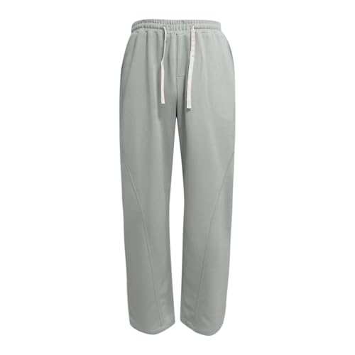 JiXiang Mens Sweatpants with Pockets Drawstring Elastic Waist Baggy Trousers Y2K Loose Wide Leg Long Jogger Pants with Pocket3