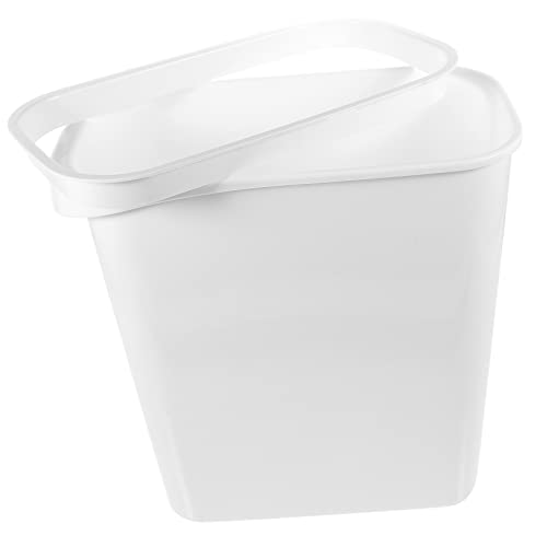 Poubelle mince étroite rectangulaire plastique blanc pour gain de place bureau
