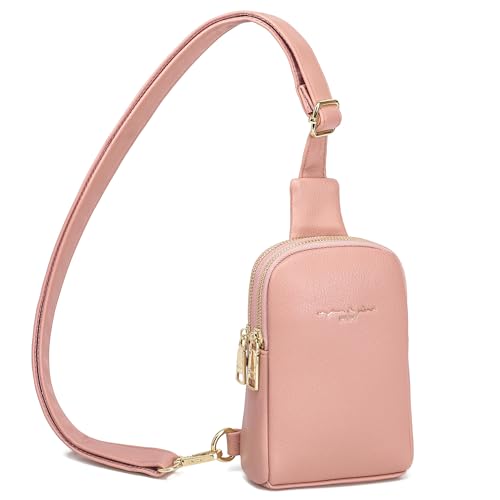 INICAT Travel Small Sling Bag Faux Leather Crossbody Bags Purses Women Fanny Packs Cross Body Bag for Woman Gifts, Pink, Small, Casual
