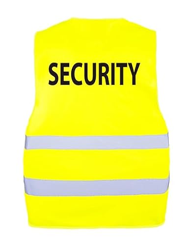 GIDUTEX Sicherheitsweste Warnweste Aufdruck Security oder Visitor mit reflektierenden Streifen waschbar (Security, XL/2XL)