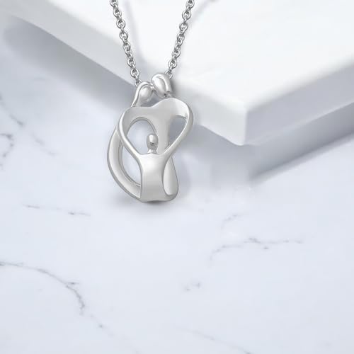 Jewelili Parent One Child Family Heart Pendant Necklace in Sterling Silver or Rose or Yellow Gold over Silver 18 Inches Cable Chain4
