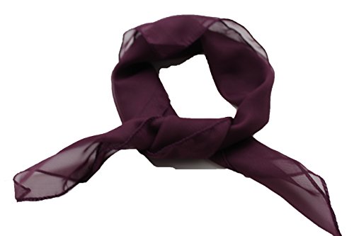 TFJ Women Fashion Small Neck Scarf Fabric Sheer Pocket Square Mini Dark Purple Color4