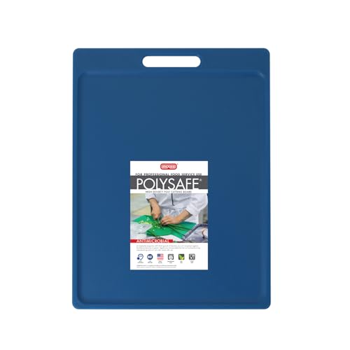 Dexas NSF Certified Polysafe Cutting Board with Handle, 11 x 14.5 Inches, Reversible Kitchen Cutting Board, Blue