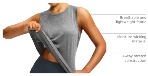 Image of Women's Workout Tops Racerback Athletic Tank Tops Sleeveless Loose Fit Yoga Running Gym Shirts for Women