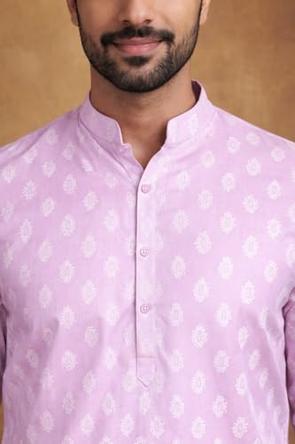 Image of Amazon Brand - Tavasya Men Floral Printed for Regular Fit Kurtas | Ethnic Wear | Festive | Cotton Blend | Knee Length