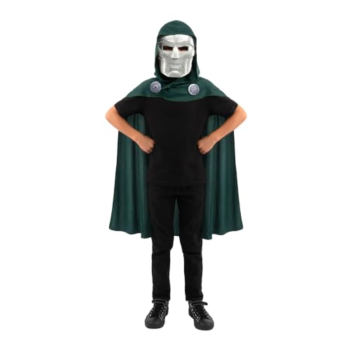 MARVEL Doctor Doom Official Youth Halloween Mask and Cape Accessory Set - Premium Quality Plastic Mask with Hooded Cape by Jazwares Costume Play - Used condition - US$18.99
