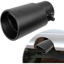 Universa Stainless Steel Car Exhaust Tip, 1.5" - 2.25" Inlet Exhaust Tips, Adjustable Car Decoration Chrome-Plated Finish Exhaust Tailpipe Tip, 3.3" Outlet, 5.4" Long Black #Straight