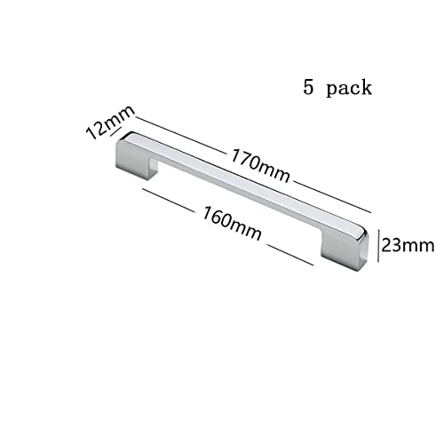 MACHSWON 5pcs Door Handles 160mm Hole Center Bright Chrome American Style Zinc Alloy Drawer Cupboard Wardrobe Door Handle Kitchen Hardware Cabinet Pulls - Image 2