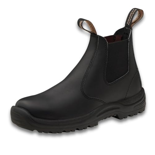 Blundstone Men's 491 Work Series Slip Resistant Chelsea Boots Premium Oil-Tanned Leather Boot, TPU Outsole & Kick Guard Toe Protective Footwear for Men, Black, 10 US Men / 9 AU