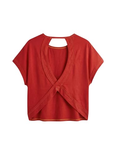 Image of RoseSeek Women's 3 Packs Open Back Tops T Shirt Criss Cross Cut Out Tee Short Sleeve Crewneck Summer Backless Tops