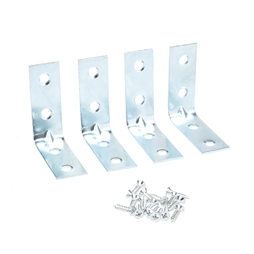 Invero Pack of 8 Metal Stainless Steel Corner Braces 90 Degree Joint Right Angle L Shaped Bracket Joiner 1.5-Inch - Image 2
