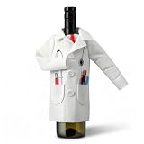 White Coat Wine Bottle Cover, Men White Coat Ceremony Gifts, Felt Bottle Wrapping Cover with Necklace, Nurse Practitioner Gifts for Graduation Party
