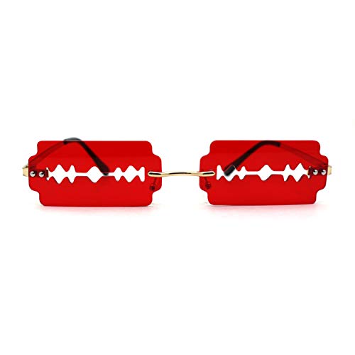 Image of SA106 Razor Blade Shape Funky Hipster Rimless Sunglasses