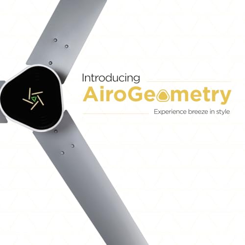 Image of EcoLink AiroGeometry Smart Ceiling Fan | Silver Mist Finish | Wi-Fi & App Control | High-Speed Energy Efficient Fan | Modern 3-Blade Design for Smart Homes & Offices | Pack of 1