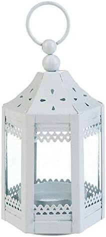 Paperlanternstore.com 4.5 Inch White Pagoda Hurricane Candle Lantern