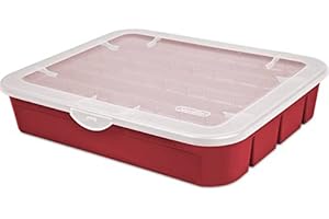 Sterilite Red Holiday Ornament Adjustable Hard Plastic Storage Container Organizer Case