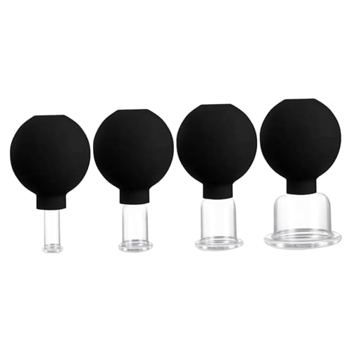 Face Cupping, Body Cupping Massage, Strong Suction Easy Grip Portable Comfort Lightweight Cups Natural Healing, Glass Cupping Set for Leg Arm Back Shoulder, 0.39 * 0.87 * 0.59 * 1.42 Inches, Black