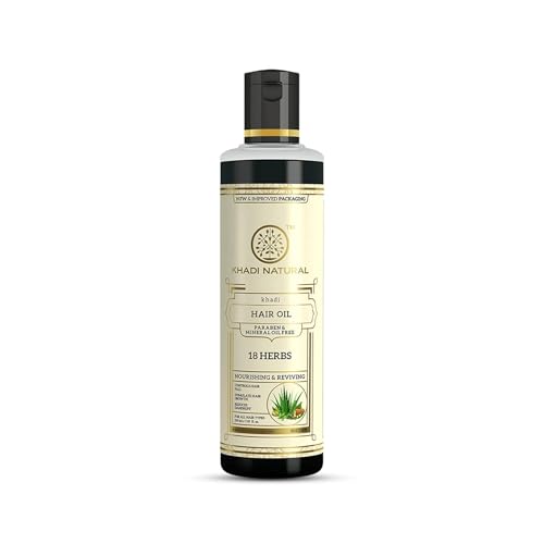 Khadi Natural Ayurvedic 18 Herbs Hair Oil | Repairs Dry Scalp, Boosts Hair Health | Promotes Healthy Hair Growth | Paraben, Mineral Oil Free | Suitable for All Hair Types | 210ml