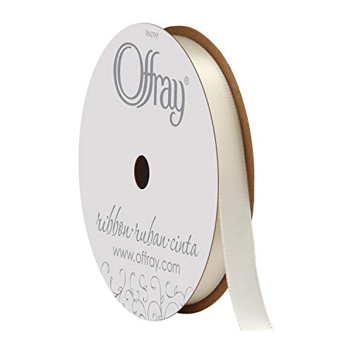 Image of Berwick 061534 3 /8 inch Wide Single Face Satin Ribbon, Antique White Ivory, 6 Yds
