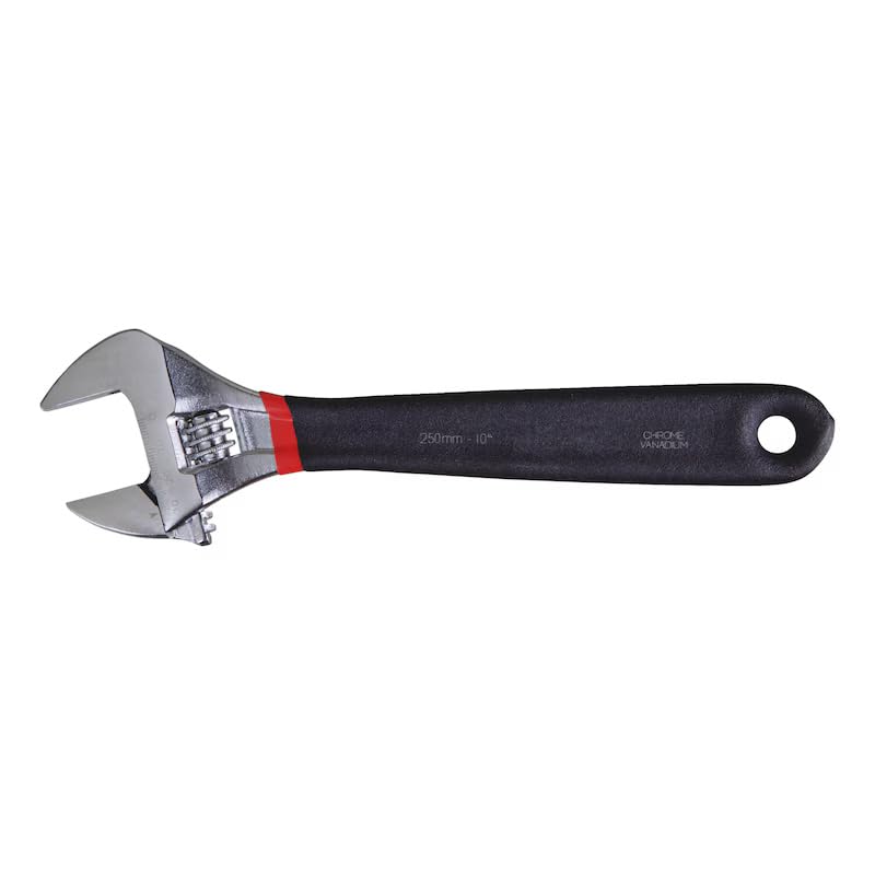 Wuerth Clé à Molette Réglable Professionnelle 10" (250mm) – Ouverture 29mm Max – Acier Haute Résistance avec Manche Antidérapant Isolé en PVC – Idéal Mécanique, Plomberie et Maintenance