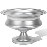Worth 8' H. Silver Color Urn Vase for Centerpieces, 11.8' Dia. Metal Trumpet Small Flower Pots for Table, Bowl Vase for Wedding Party Event Home Decor, Smooth, Non-Aged Finish