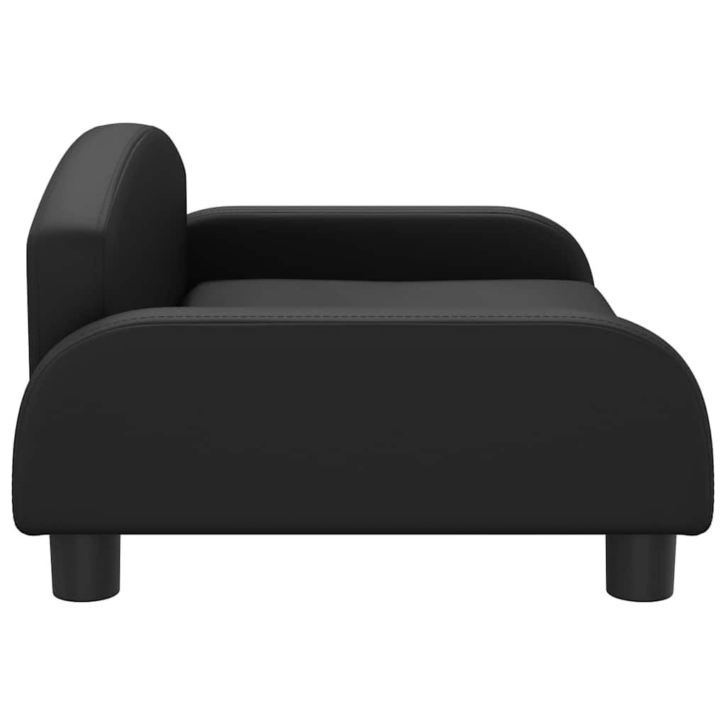 Hundebett aus schwarzem Kunstleder, 70 x 45 x 30 cm, bequemes Sofa mit Rahmen aus massivem Kiefernholz und dickem Schaumstoff, wasserdichte Beschichtung, leicht zu reinigen