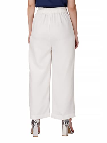 Image of fabcoast High Waist Wide Leg Loose Relaxed fit Women Pants - Flare Style, Half Waistband, Soft and Breathable Fabric - Ideal for Casual and Formal Wear.