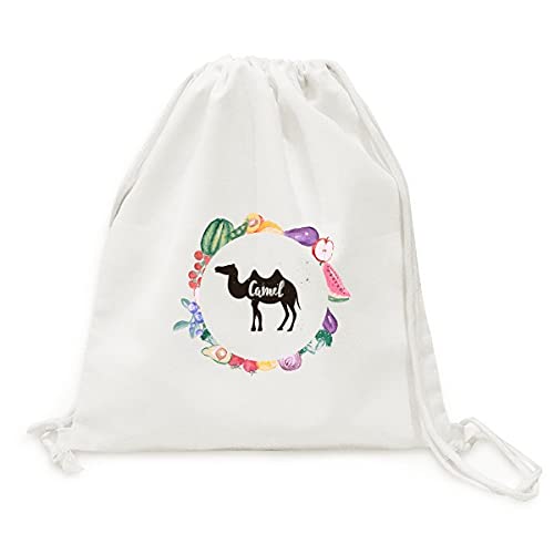 Sac en tissu pliable à sangle fruits légumes cabas animaux chameaux noir blanc