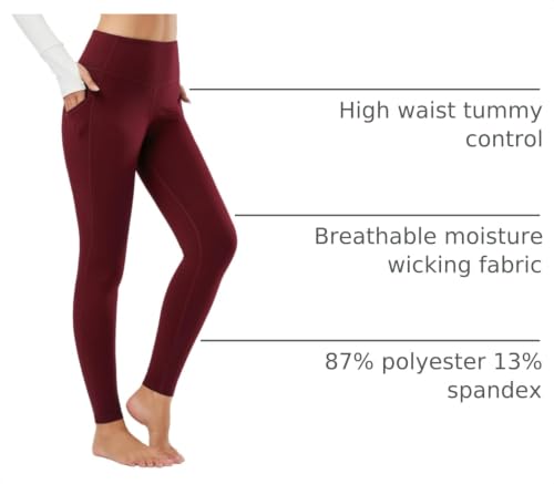 Image of baleaf Women's Fleece Lined Leggings, High Waisted | Thermal Warm Winter Tights, Thick Yoga Pants, Cold Weather, with Pockets