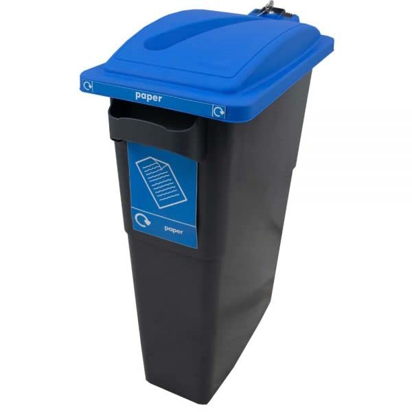 Sustainabin Indoor Recycling Bin - 70 Litres (Blue - Recycled Paper Slot - Lock)