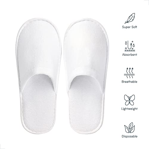 6 Pairs White Disposable Slippers Summer, Cotton Closed Toe Spa Slippers For Women And Men, Breathable Non-Slip Slippers For Hotel, Guests, Travel #TOP1