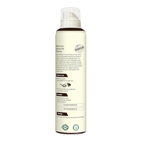 Image of Pure Nutrition Dosa Oil Cooking Spray 200ml | Cold Pressed Sesame Oil | Healthy Low-Oil Cooking Spray for Dosa, Uttapam, Tawa & Pan Frying | 100% Natural Sesame Oil