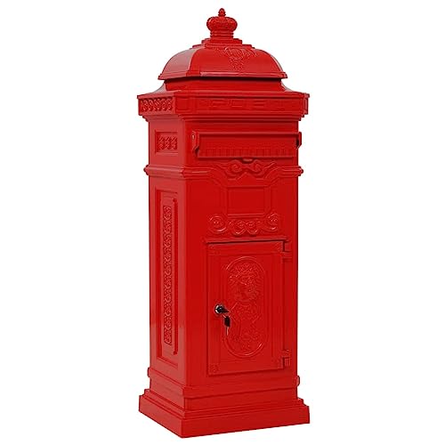 vidaXL Boîte aux Lettres à Pilier Aluminium Vintage Antirouille Rouge Maison