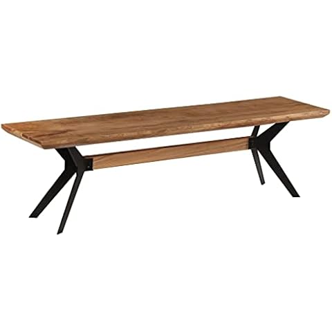 vidaXL Banco de Comedor Madera de Acacia Maciza y Acero 160x40x45cm Decoración Cover